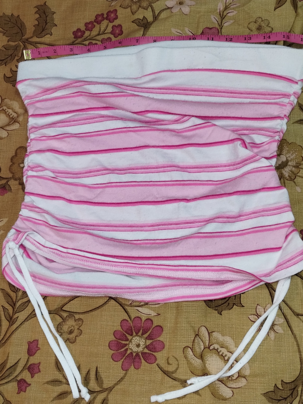 Striped Pink White Y2K Strapless Shirt